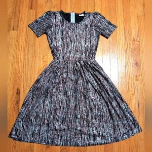 LulaRoe zip crew neck dress, metallic, women's small